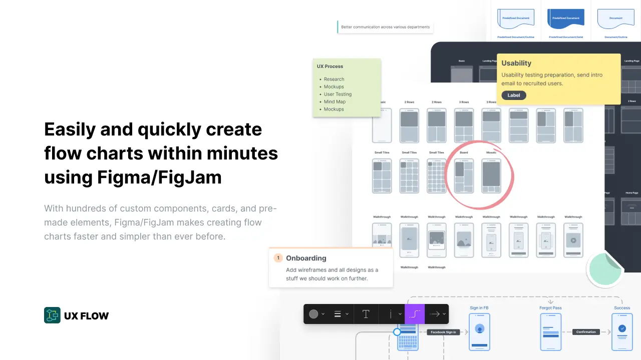 Flowchart Kit for Diagram free figma template for Wireframes