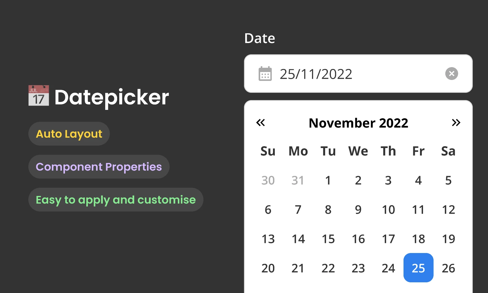  Datepicker for Figma and Adobe XD