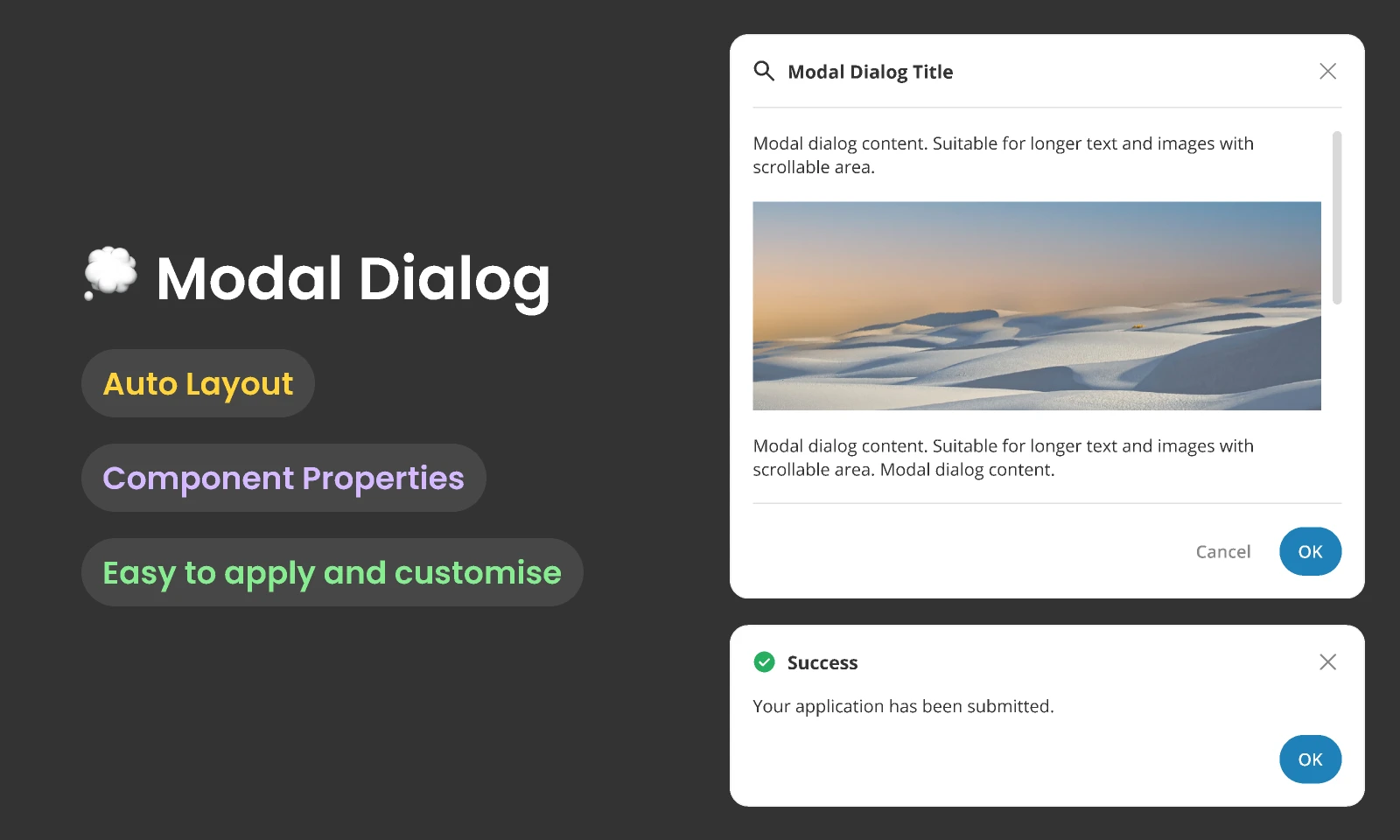  Modal Dialog in Auto Layout for Figma and Adobe XD