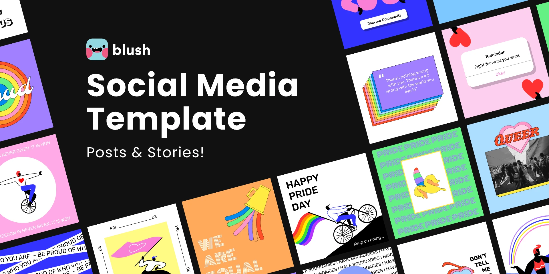  Pride Social Media Templates with Illustrations for Figma and Adobe XD