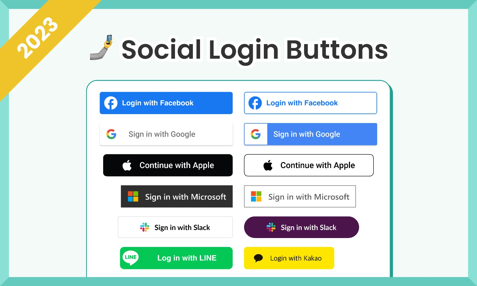 Social Login Buttons 2023 for Figma and Adobe XD