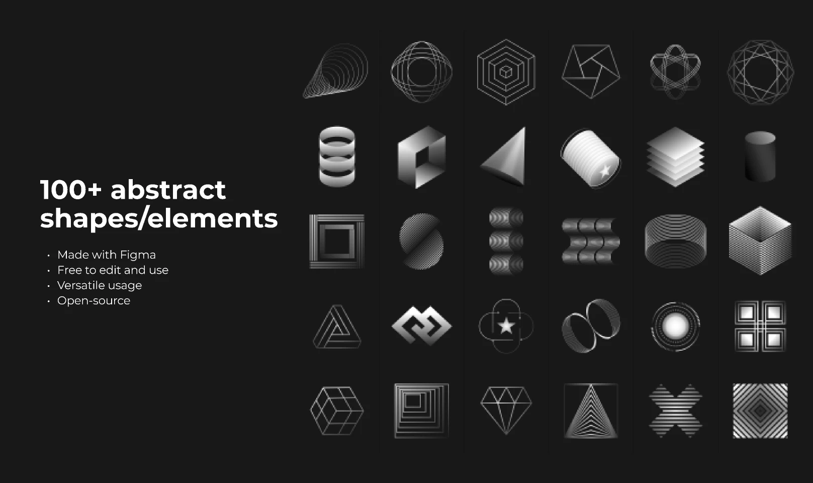 100+ abstract shapes/elements for Figma and Adobe XD