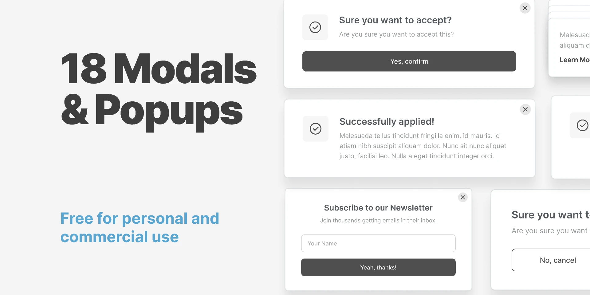18 Modals & Popups for Figma and Adobe XD