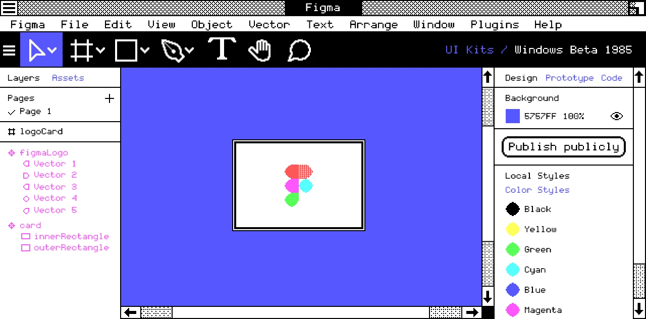 1985 Windows 1.0 Beta UI Kit for Figma and Adobe XD
