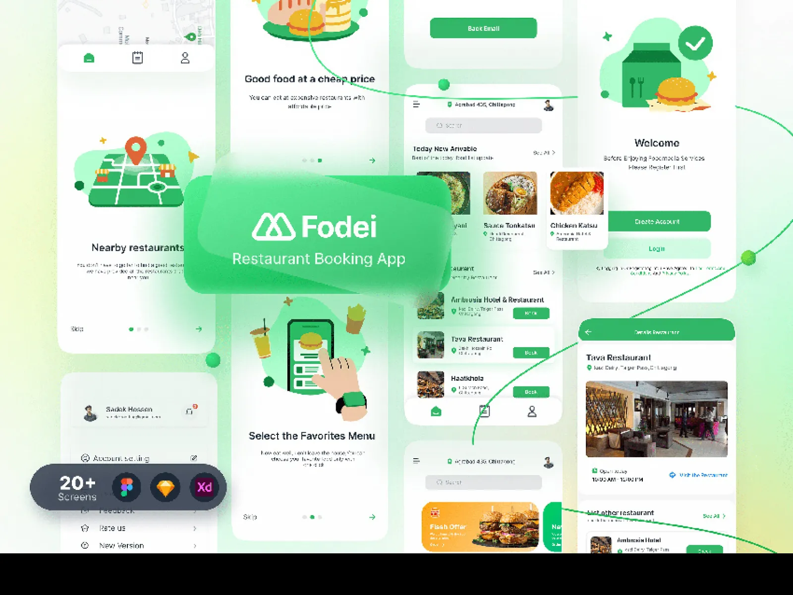 20+ Screens Booking App  - Free Figma Template