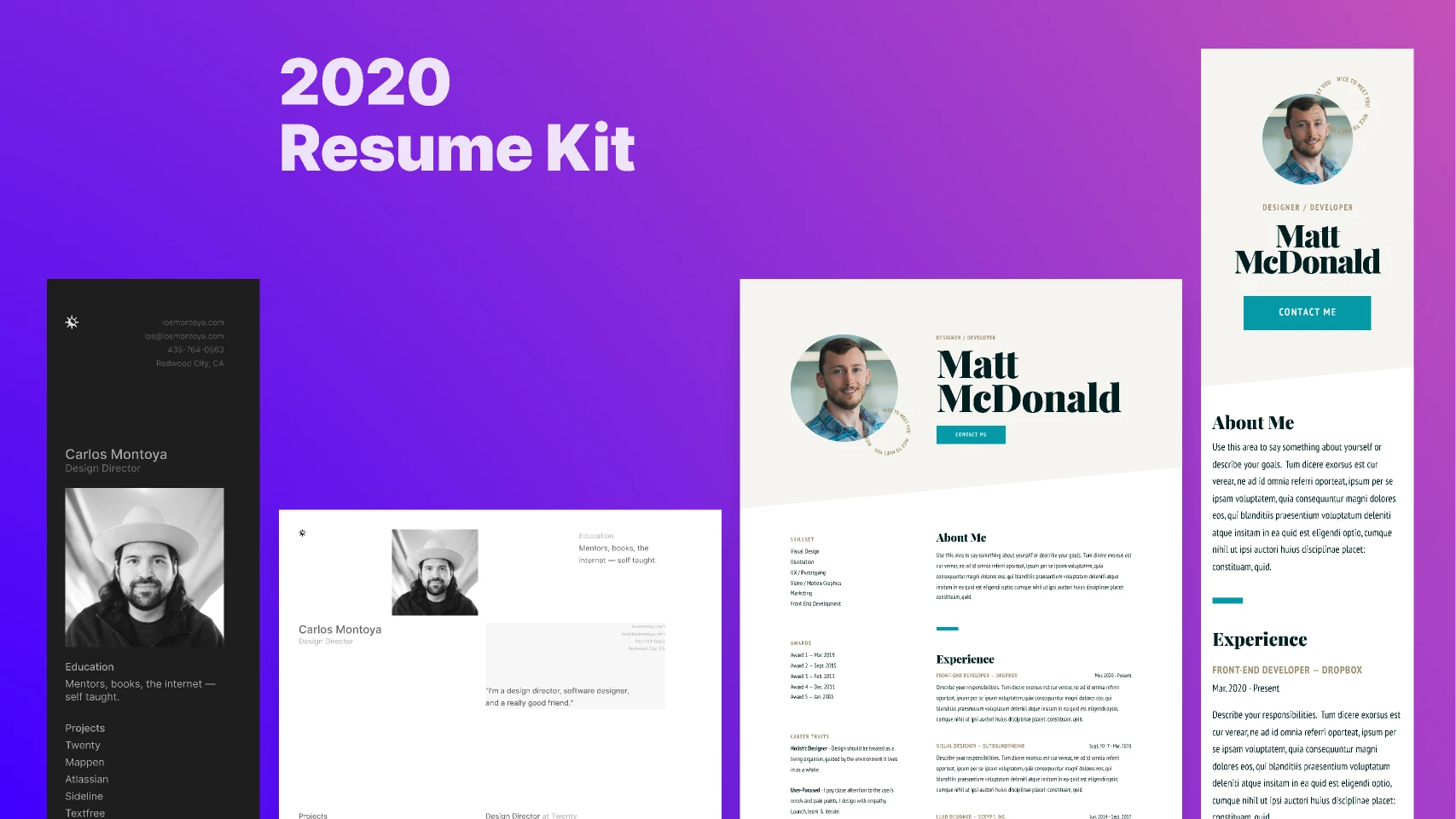2020 Responsive Resume Kit for Figma and Adobe XD