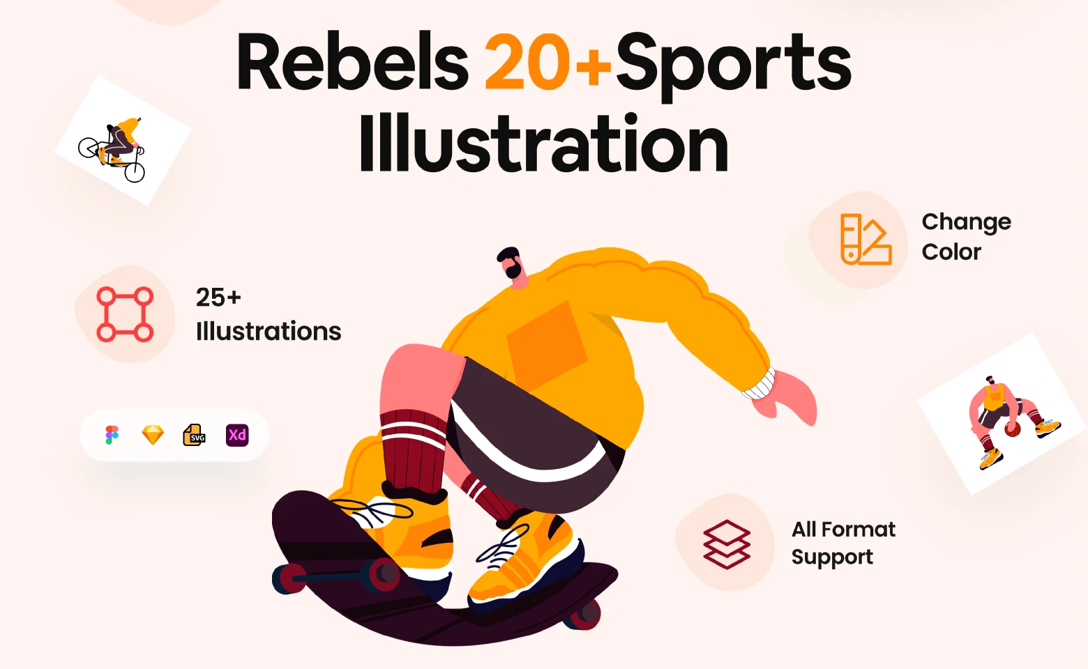 25+ Sports Illustration Design for Figma and Adobe XD