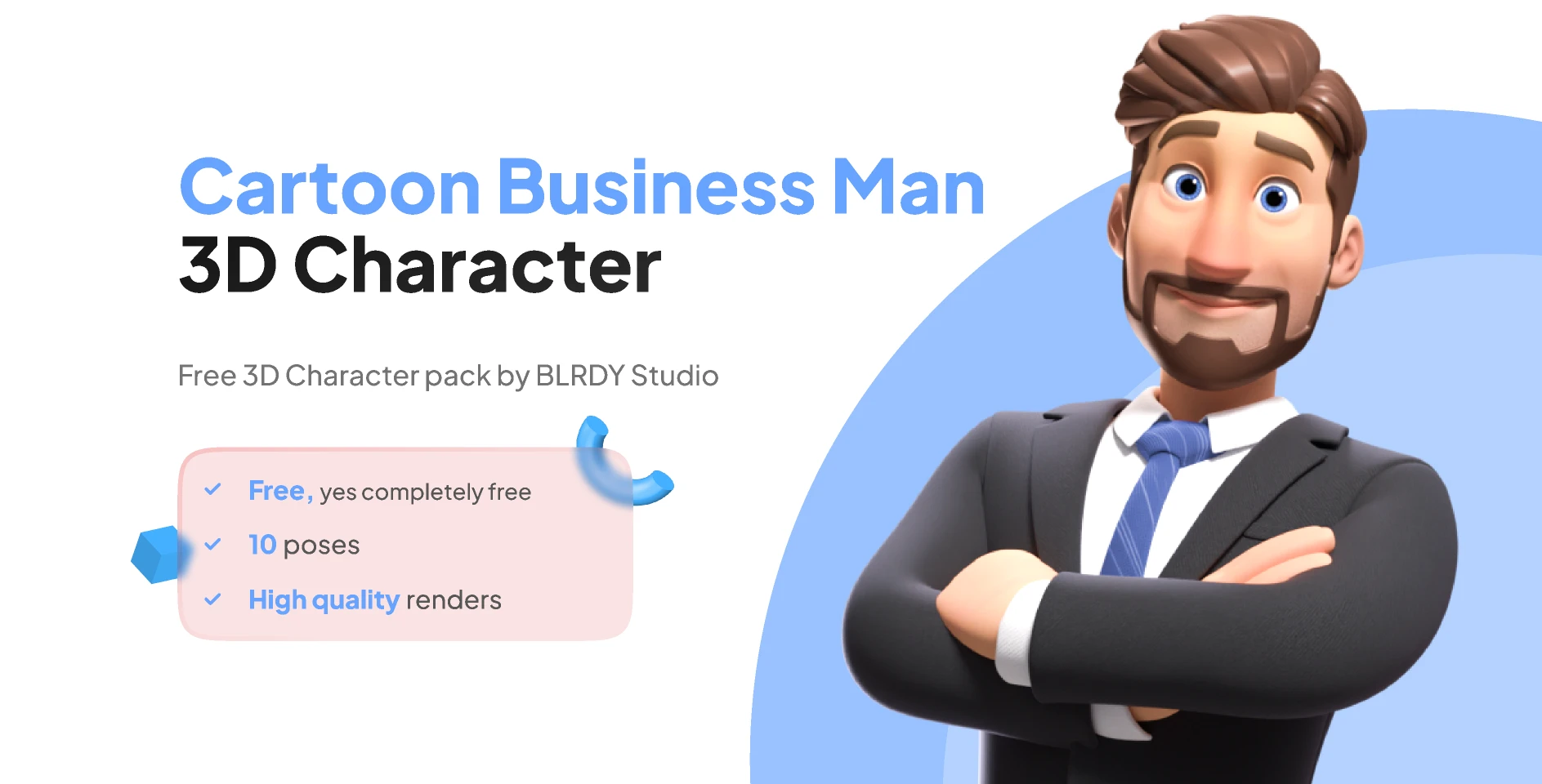 3D Cartoon Business Man for Figma and Adobe XD