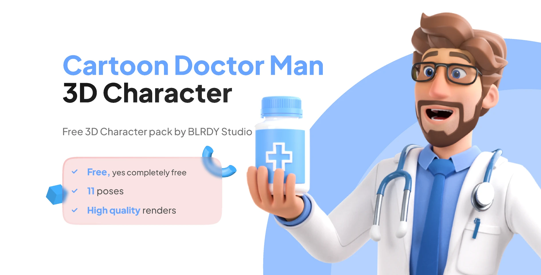 3D Cartoon Doctor Man for Figma and Adobe XD
