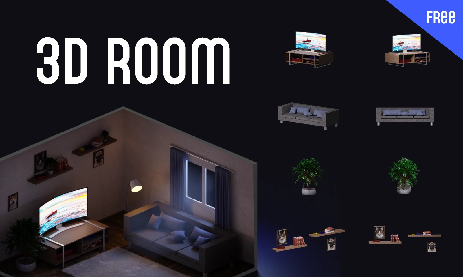 3D Room [HIGH RESOLUTION] for Figma and Adobe XD