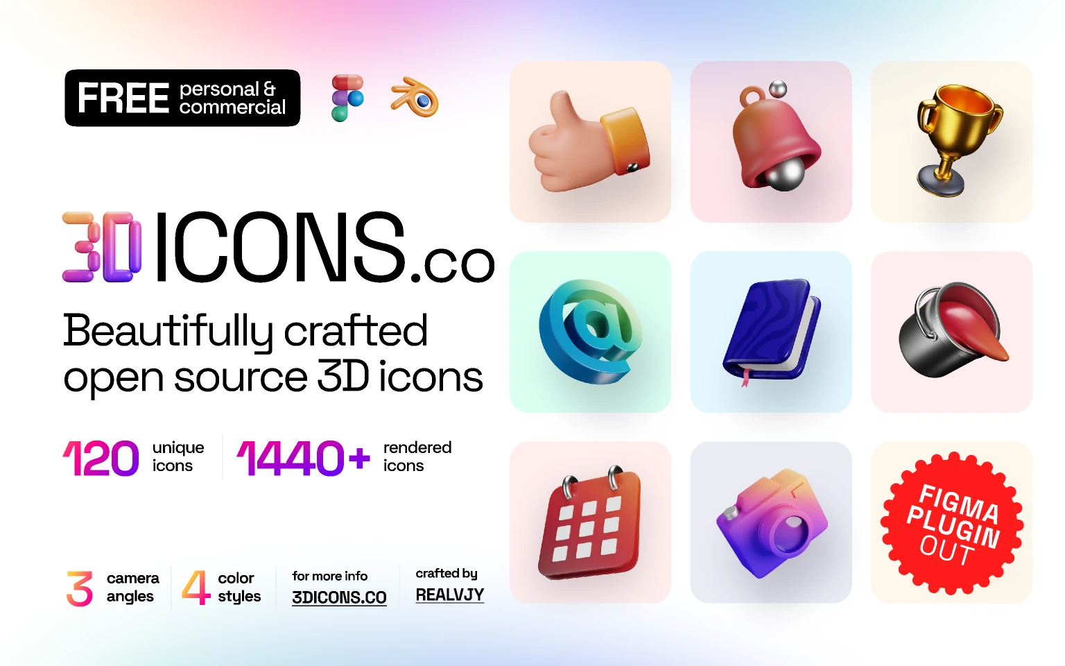 3dicons - Open source 3D icon library for Figma and Adobe XD