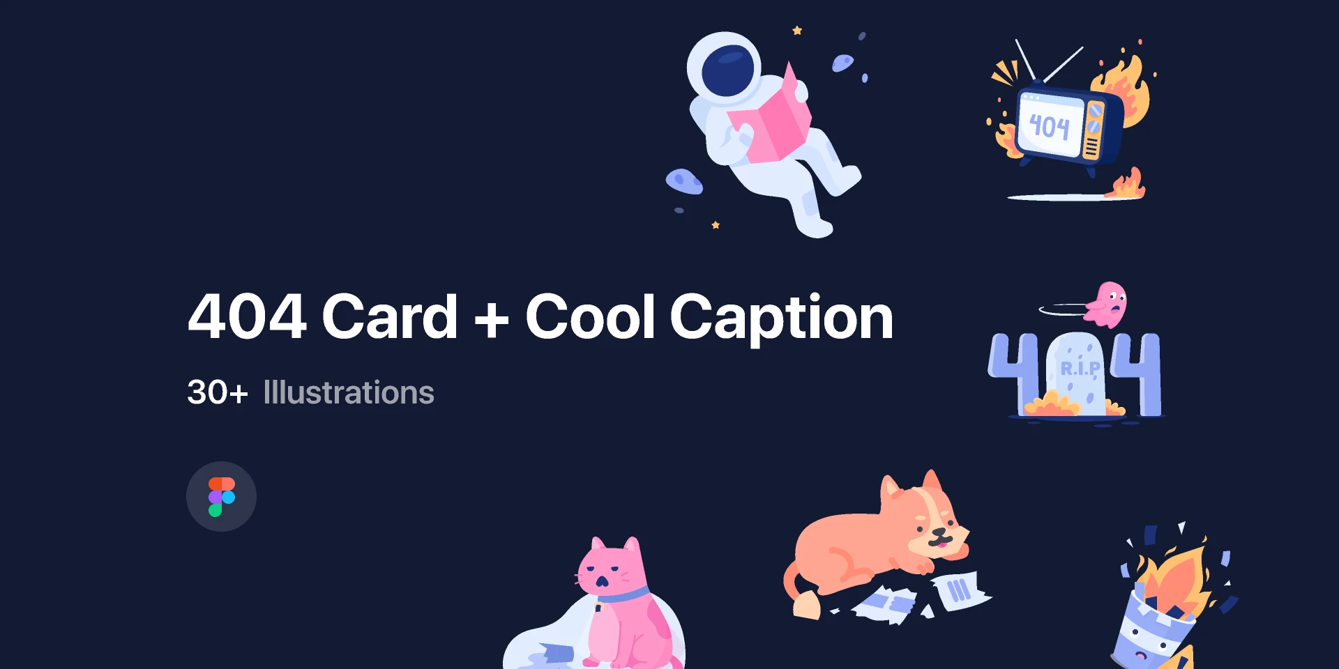 404 Illustration Card With Cool Caption for Figma and Adobe XD