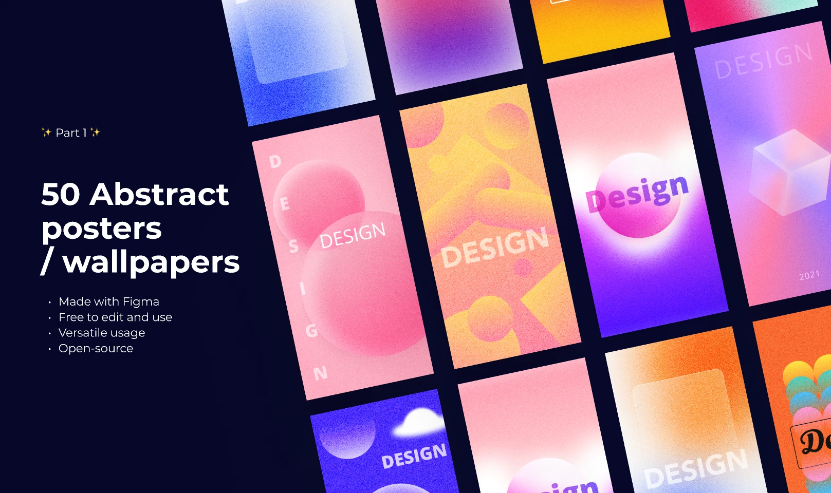 50 Abstract posters/wallpapers (Part 1) for Figma and Adobe XD