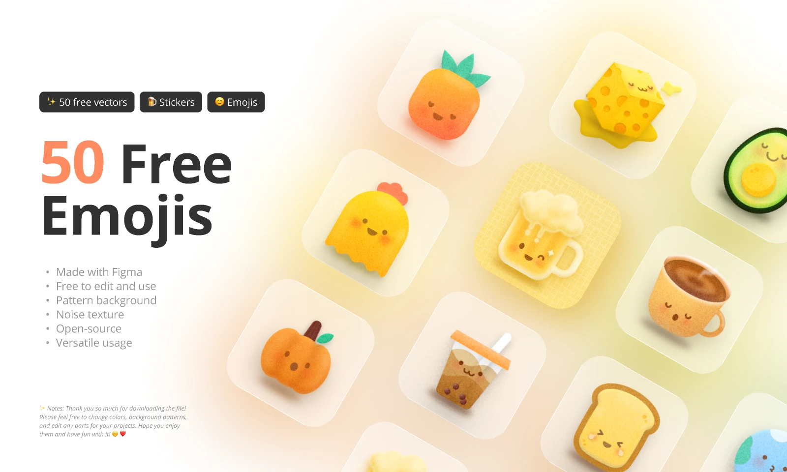 50 Free Emojis/Stickers for Figma and Adobe XD