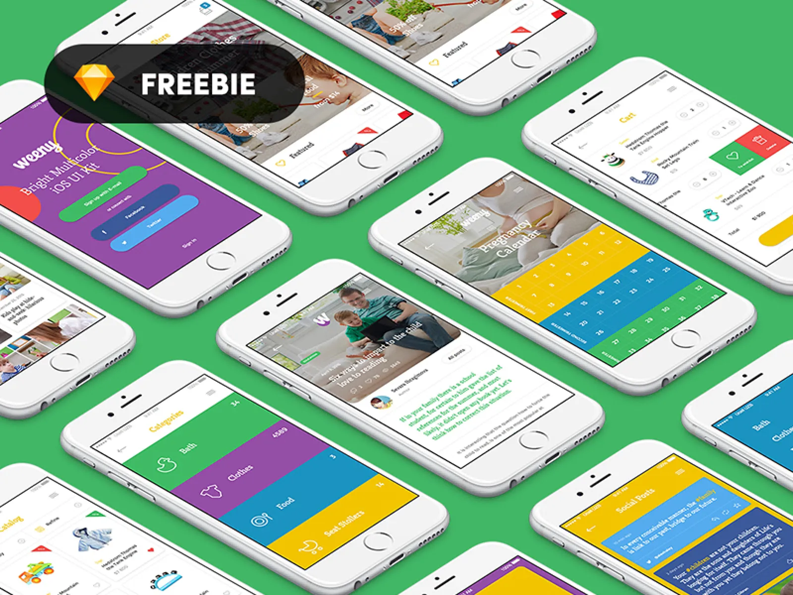 50+ Weeny iOS UI Kit Screens  - Free Figma Template