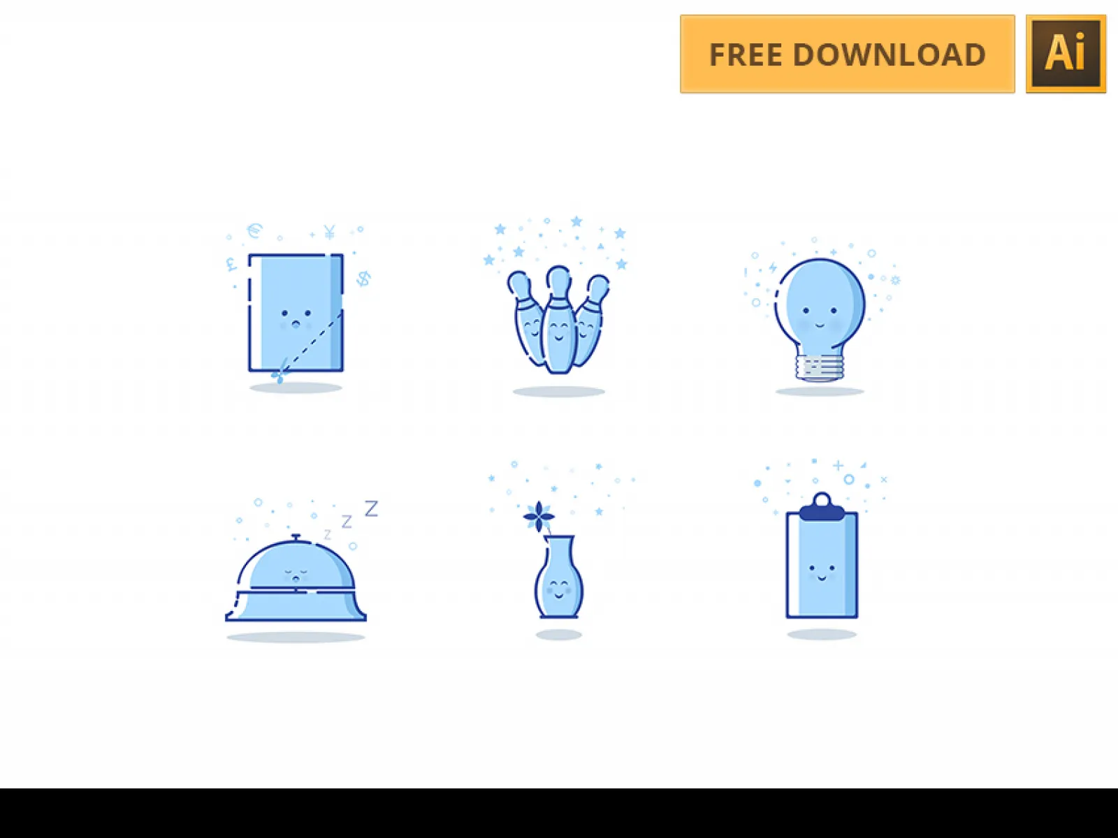 6 Cute MBE Style Icons  - Free Figma Template