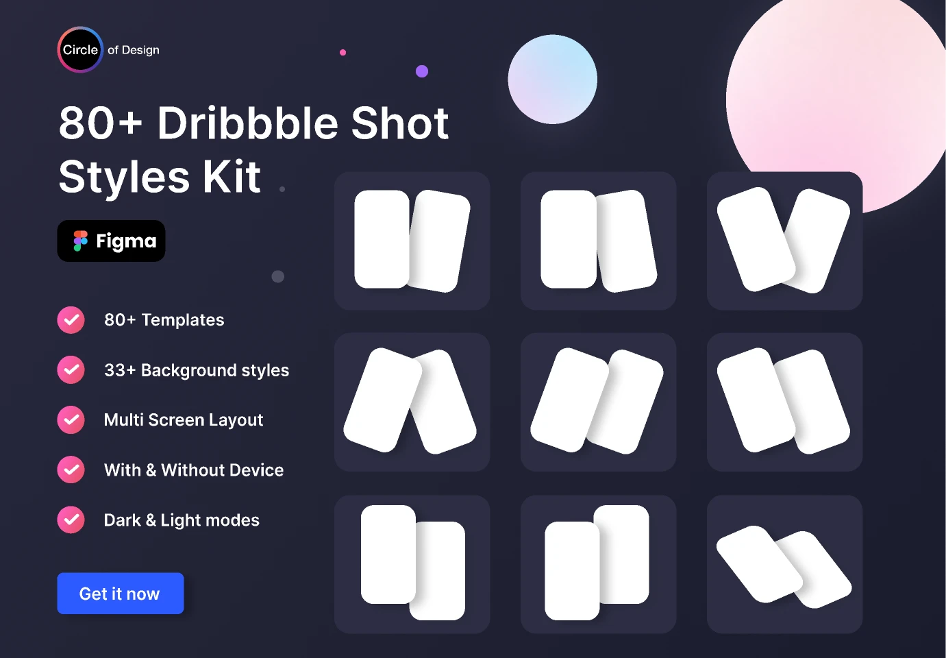 80+ Dribbble Shot Styles Kit for Figma and Adobe XD