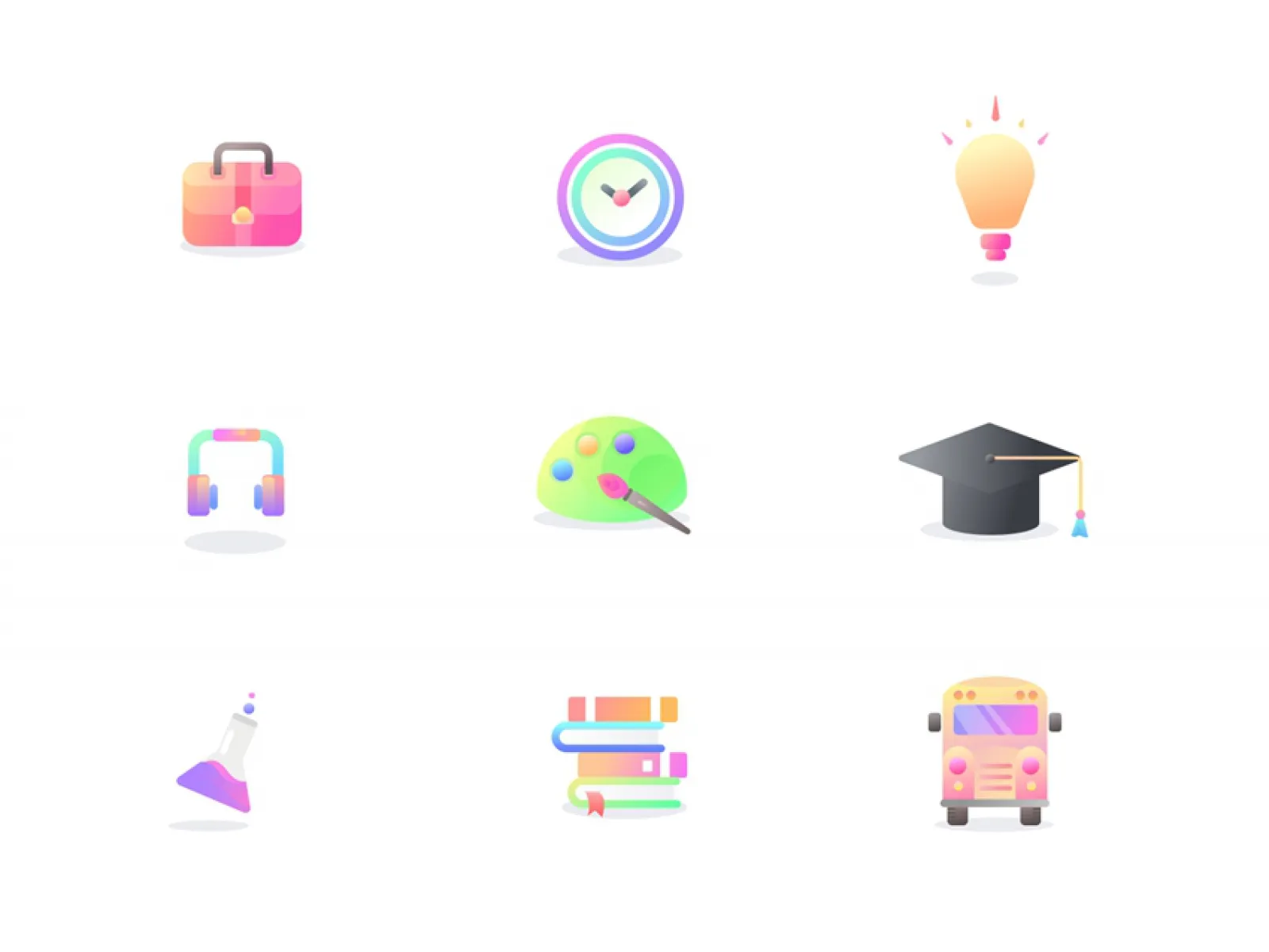 9 Learning Colorful Icons  - Free Figma Template