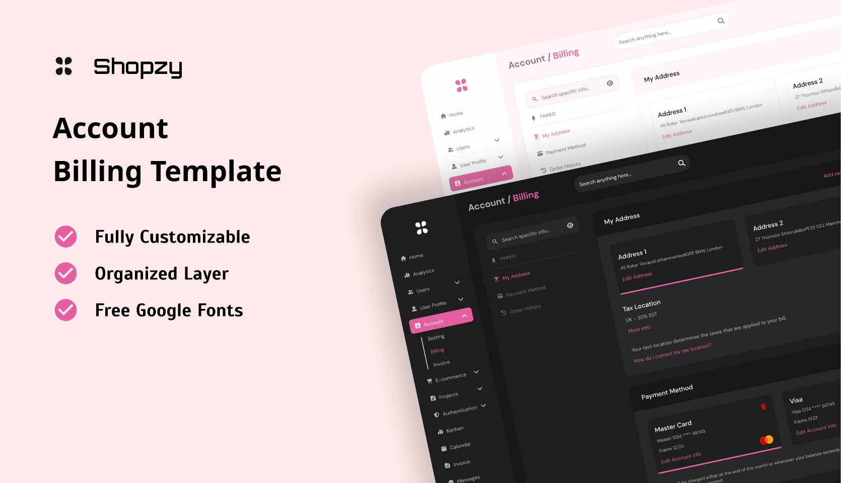 Account Billing Template for Figma and Adobe XD