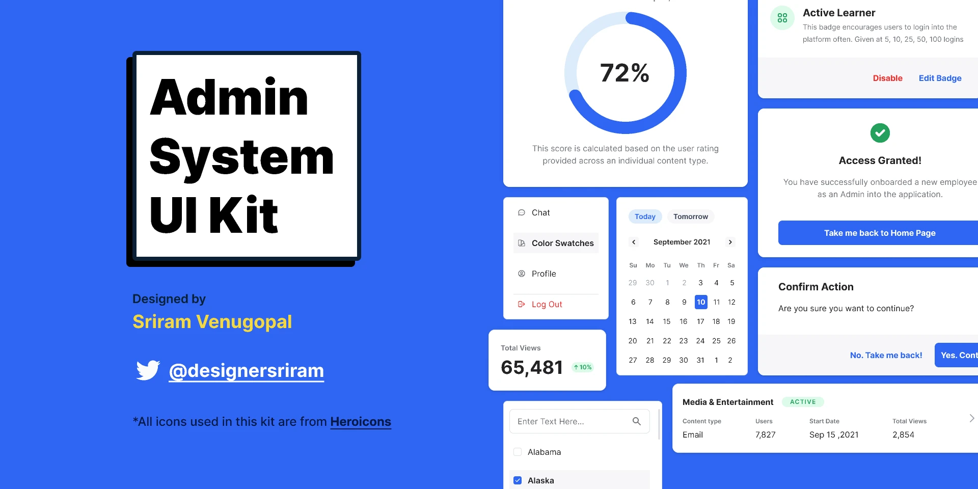 Admin System UI Kit for Figma and Adobe XD