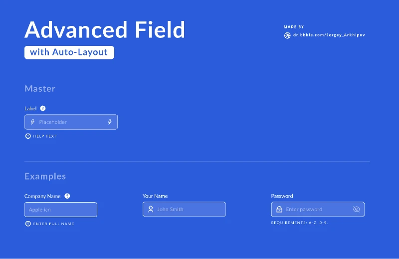 Advanced Field with Auto Layout for Figma and Adobe XD