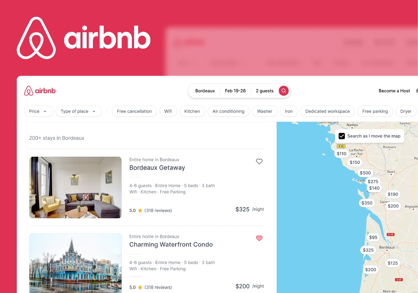 Airbnb - Home, Search, and Listing Pages for Figma and Adobe XD