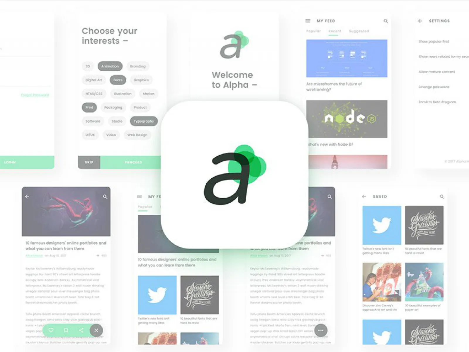 Alpha Free App Design UI Kit  - Free Figma Template