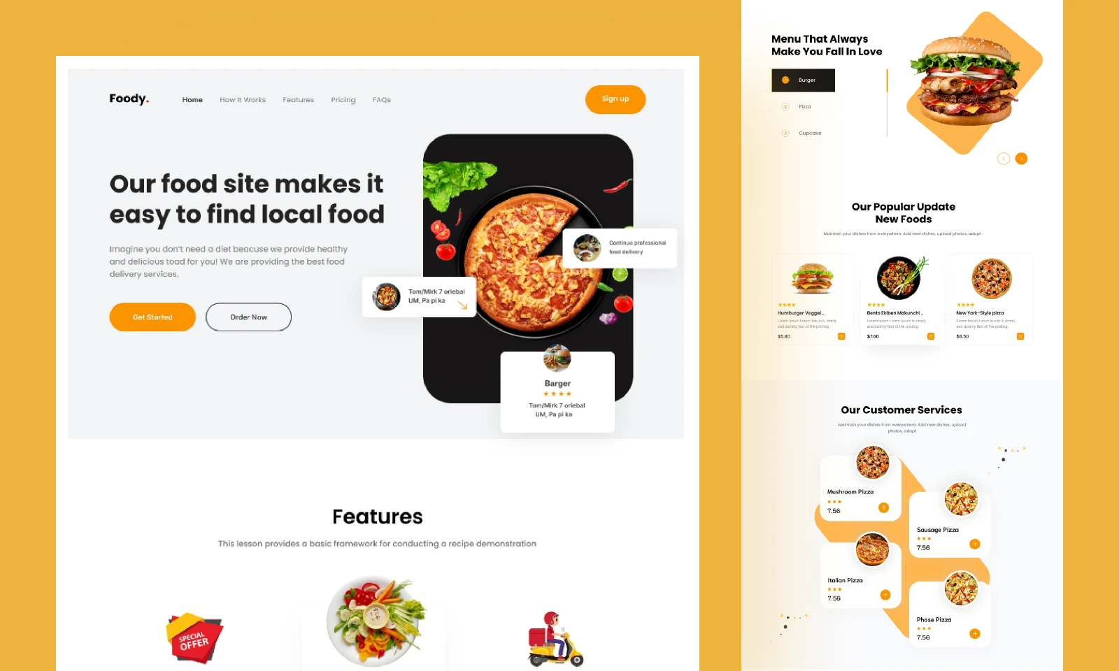 Amazing Food Delivery website Landing Page for Figma and Adobe XD