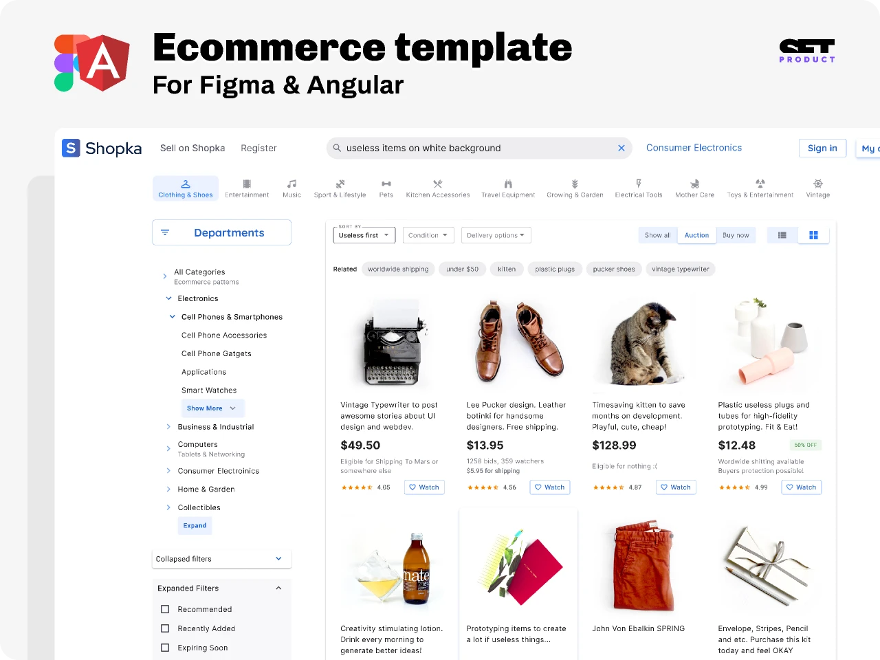 Angular Ecommerce template for shopping web app for Figma and Adobe XD