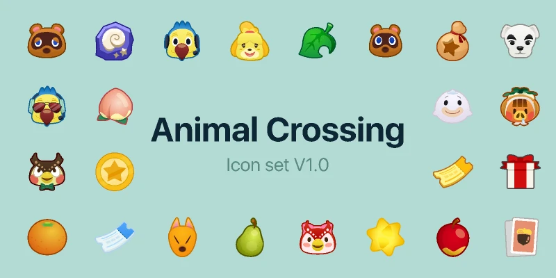 Animal Crossing icons for Figma and Adobe XD