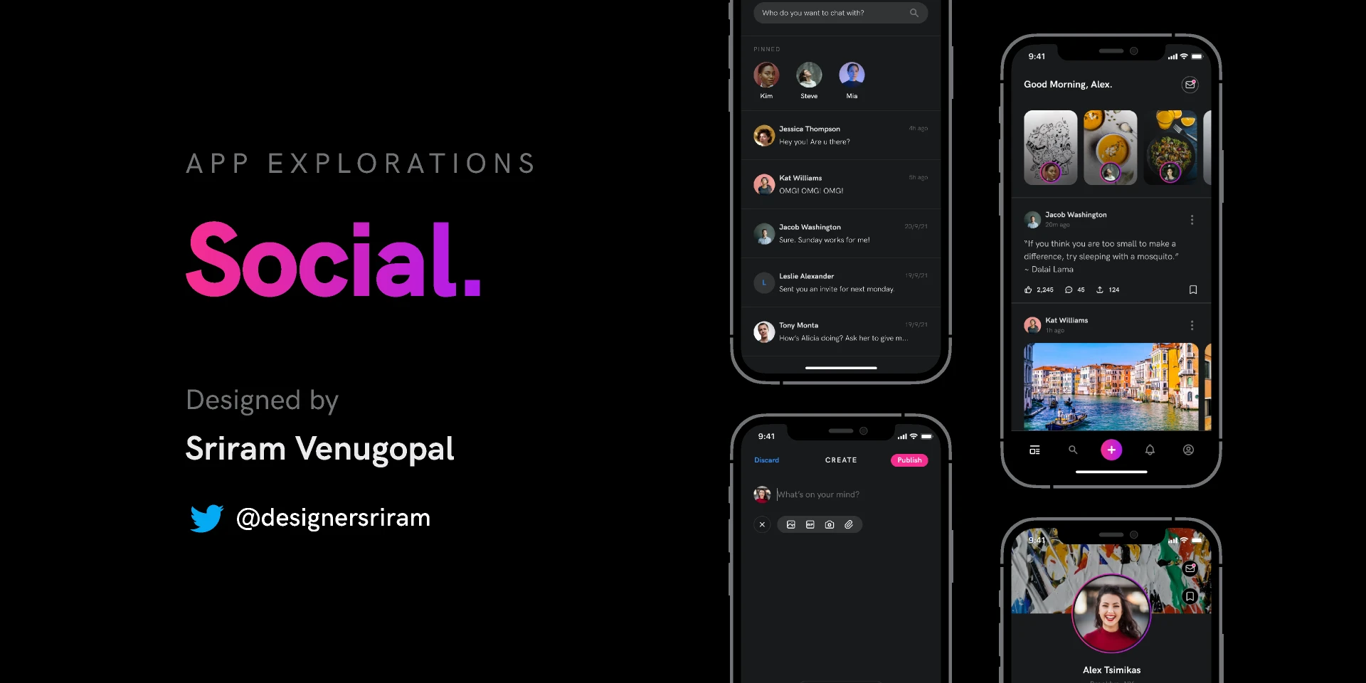 App Explorations - Social for Figma and Adobe XD