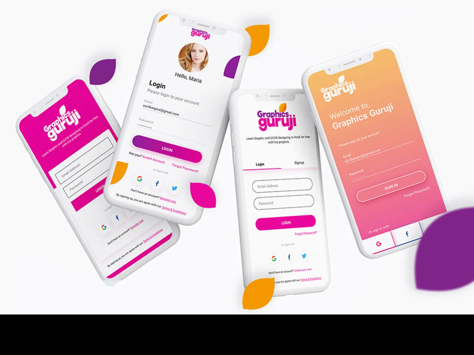 App Login Screens UI kit  - Free Figma Template