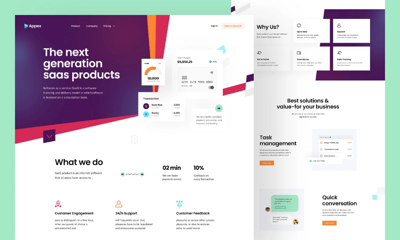 Appex Software Landing Page Design for Figma and Adobe XD