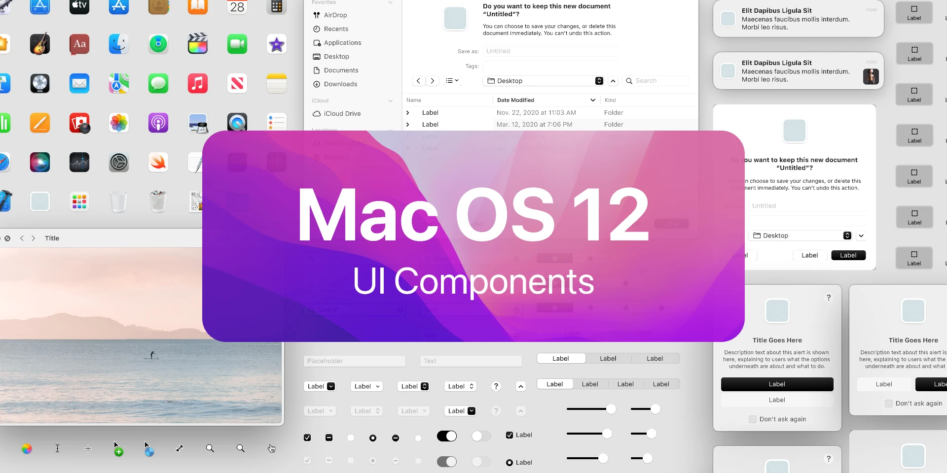 Apple MacOS 12 Design System - for Figma for Figma and Adobe XD