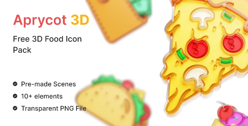 Aprycot  Best Free food 3D Icon Pack for Figma and Adobe XD