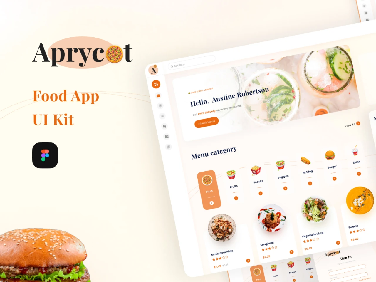Aprycot Lite  Food App UI kit for Figma and Adobe XD