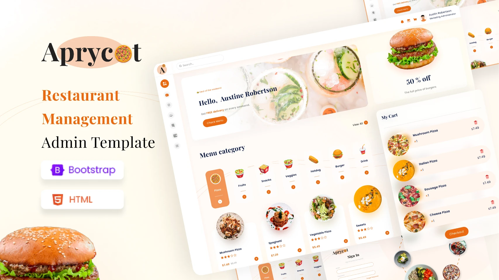 Aprycot Lite  Free Restaurant HTML5 Admin Dashboard Template for Figma and Adobe XD