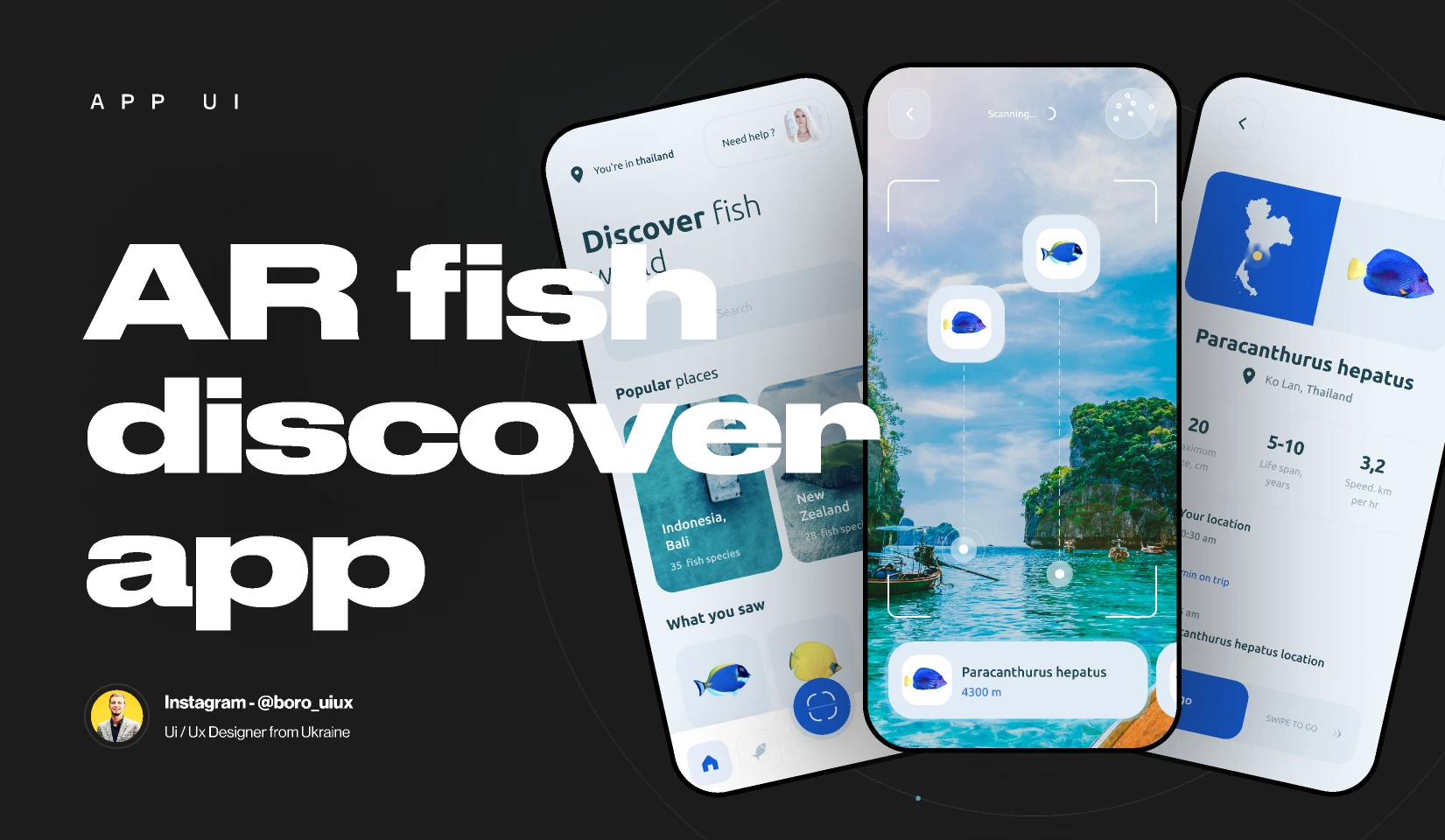AR fish discover app for Figma and Adobe XD