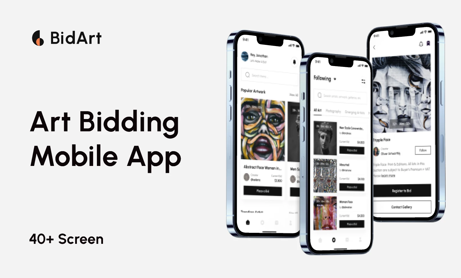 Art Bidding Mobile Design - Pickolabs Studio for Figma and Adobe XD