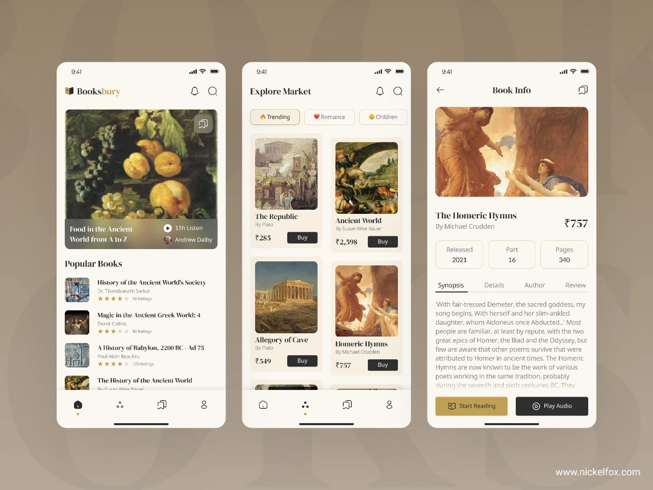 Audiobooks by Booksbury for Figma and Adobe XD