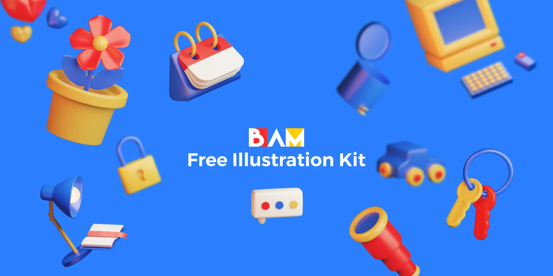 BAM 3D illustration Kit for Figma and Adobe XD