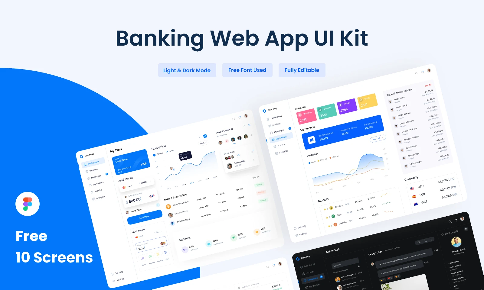 Banking web App UI Kit for Figma and Adobe XD