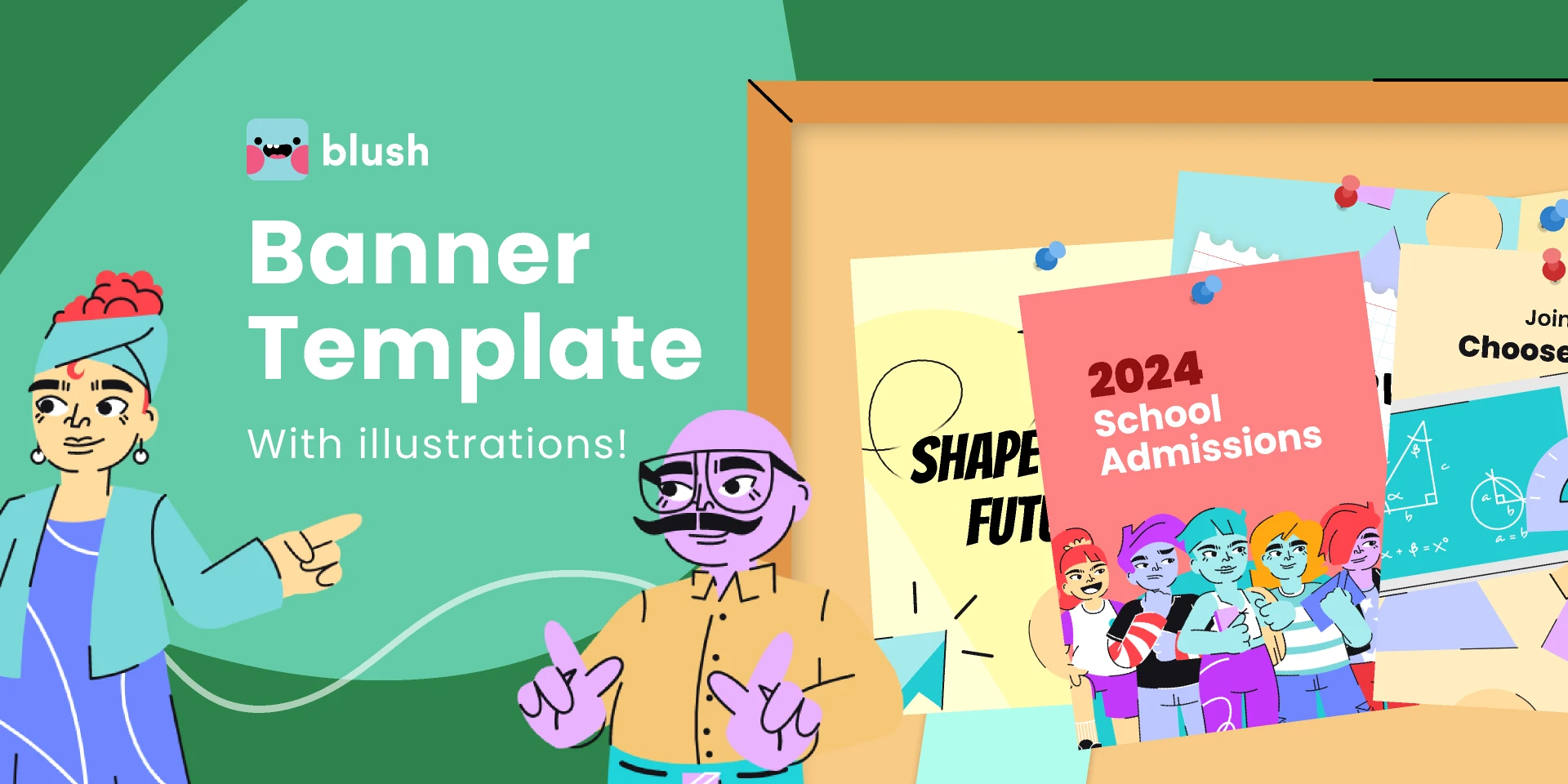 Banner Template with Illustrations for Figma and Adobe XD