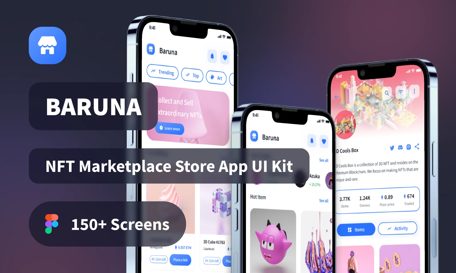 Baruna - NFT Marketplace Store App UI Kit for Figma and Adobe XD