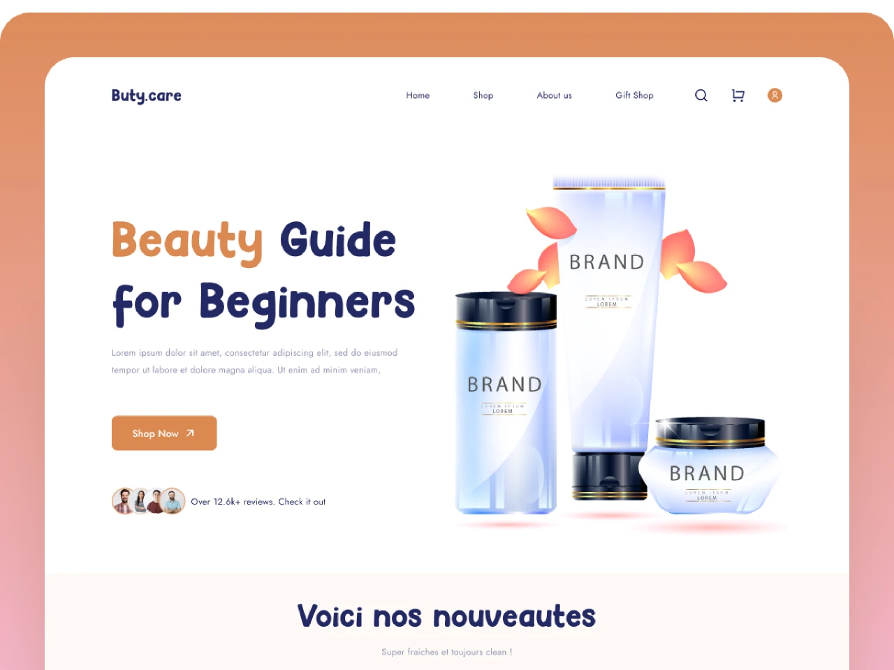 Beauty Product Landing page for Figma and Adobe XD