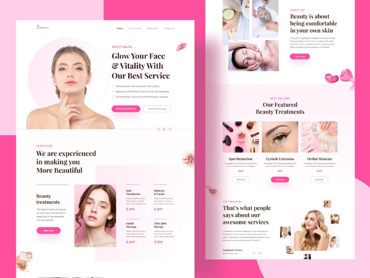 Beauty Salon Web Explorations for Figma and Adobe XD