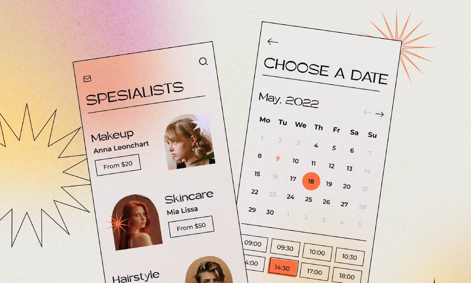 Beauty Service Booking App for Figma and Adobe XD
