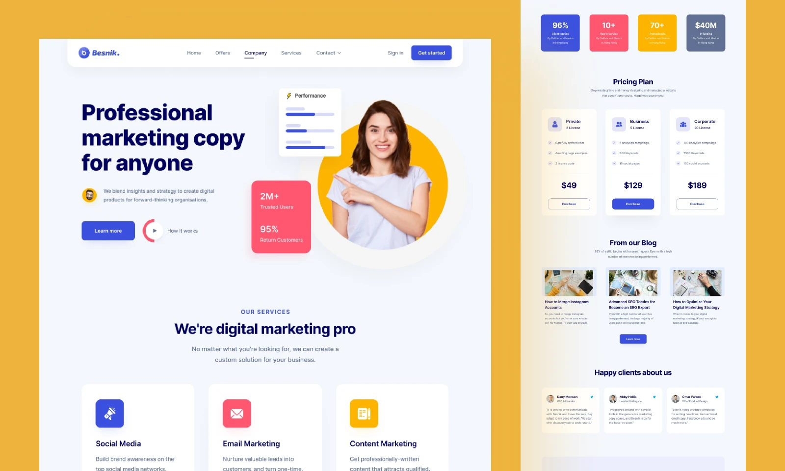 Besnik Marketing Agency Landing Page for Figma and Adobe XD