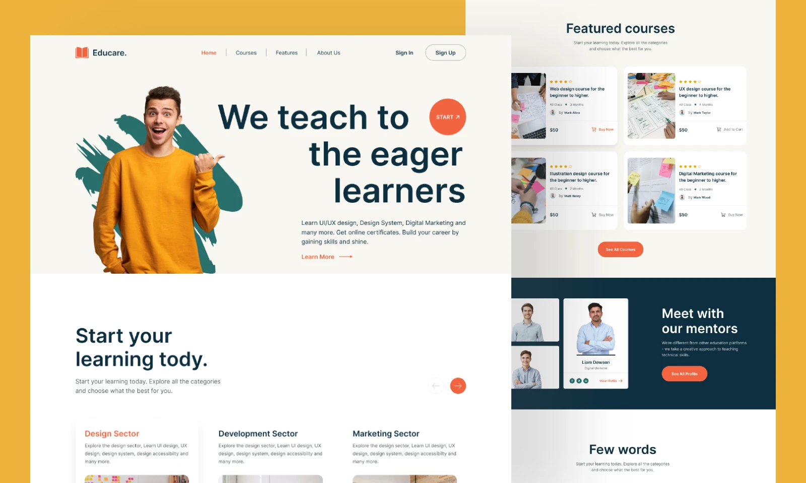 Best Online Learning Landing Page for Figma and Adobe XD
