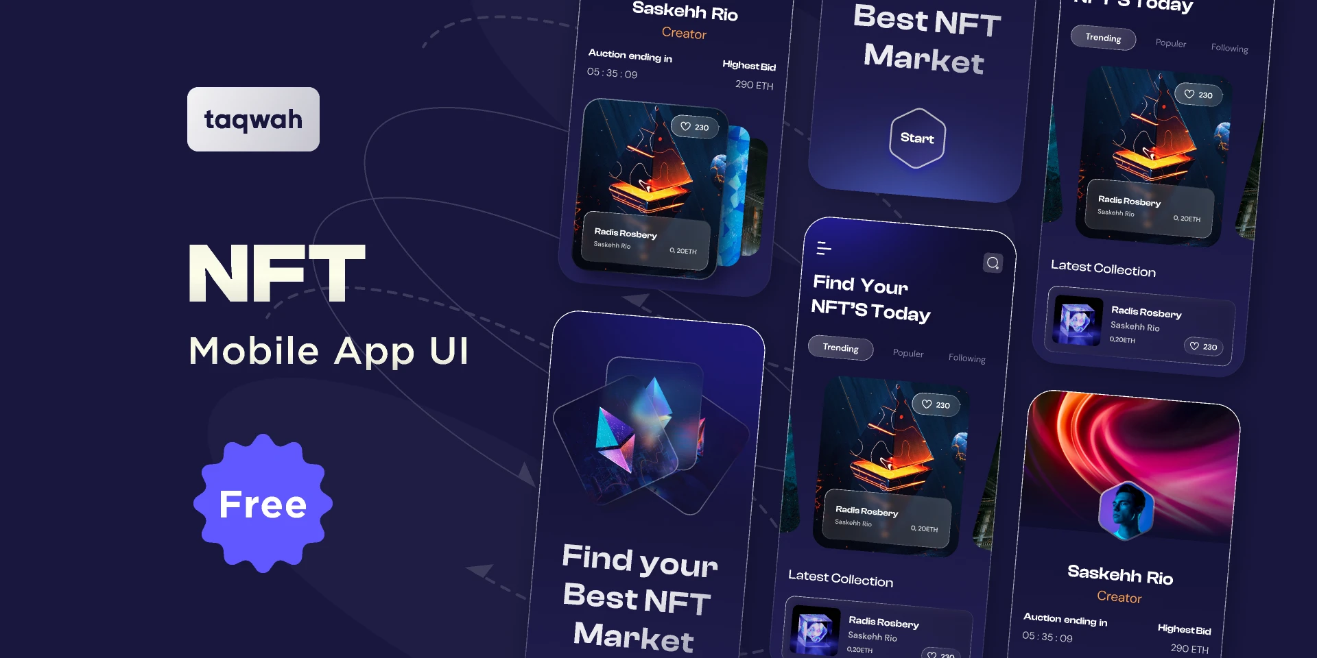Best Trending NFT Marketplace Mobile App UI UX Design for Figma and Adobe XD